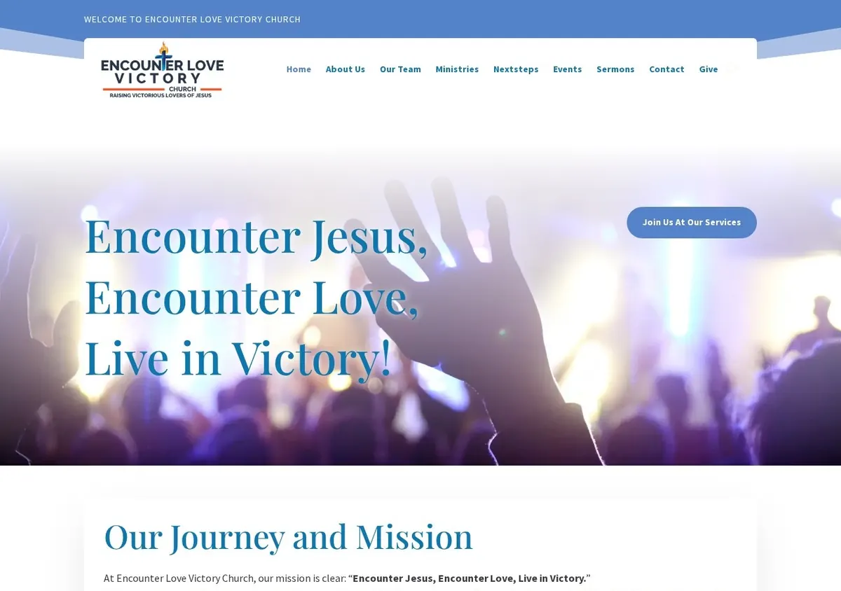 Encounter Love Victory Church website designed by Ravalak Web Solutions in Airdrie