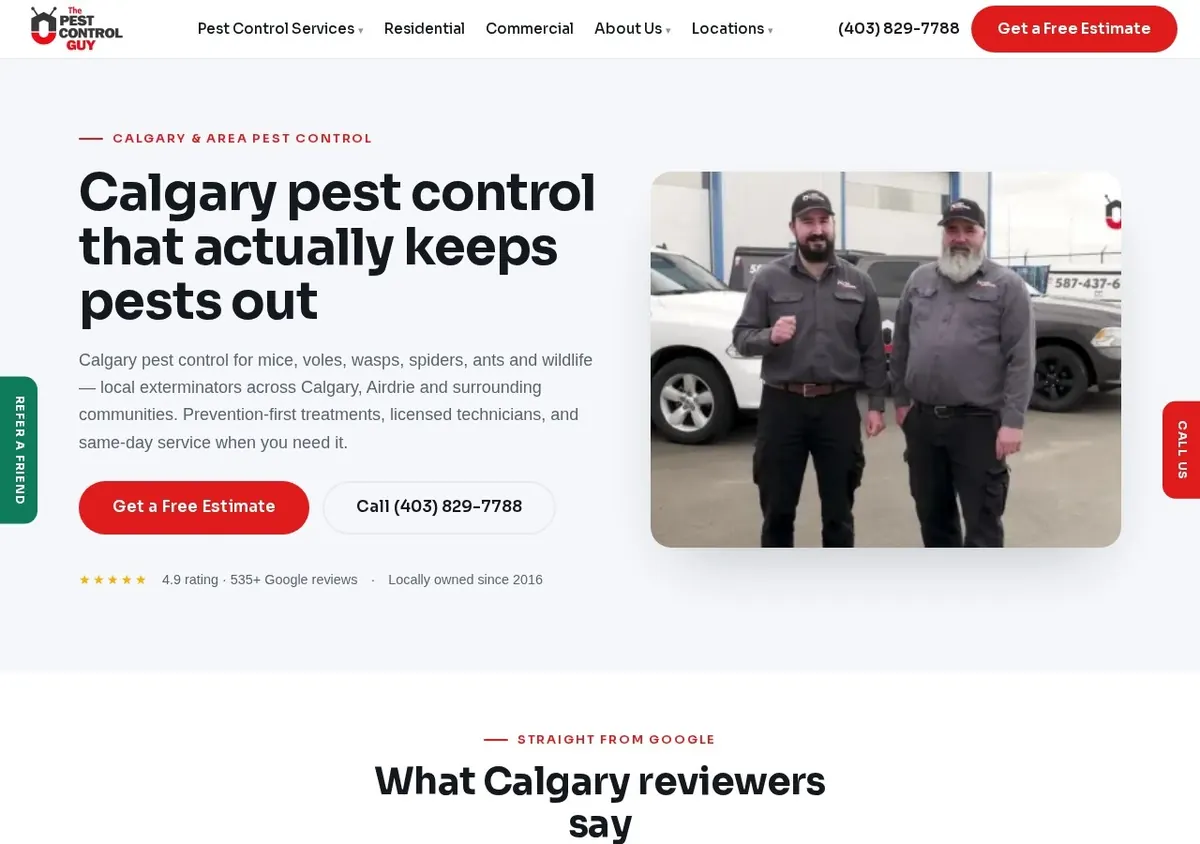 The Pest Control Guy pest control website designed by Ravalak Web Solutions in Airdrie