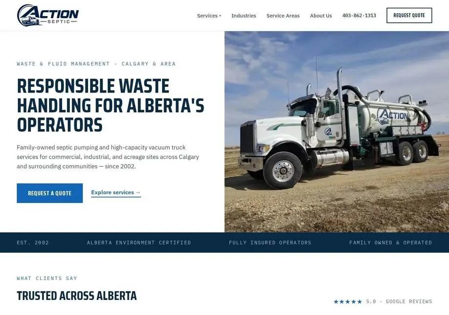 Septic Source Calgary service business website design